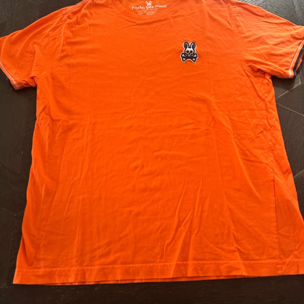 Psycho Bunny Men's Orange T-Shirt sizeL